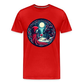 Conte de fées Le Petit Chaperon Rouge Loup Amour mystique Bien-être animal - T-shirt bio Premium Homme - rouge - Devant - Damien (186cm)