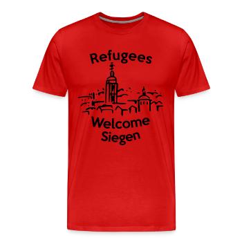 Refugees Welcome Siegen - Männer Premium Bio T-Shirt - Rot - Vorne - Damien (186cm)
