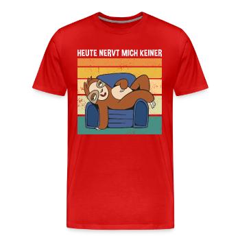 Heute Nervt Mich Keiner Süßes Faultier - Männer Premium Bio T-Shirt - Rot - Vorne - Damien (186cm)