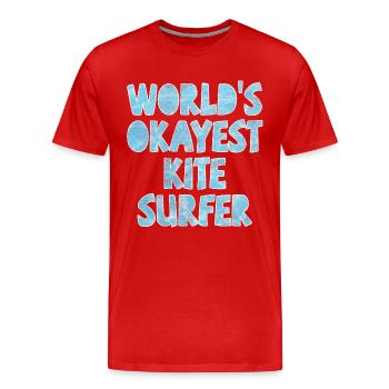 World's Okayest Kite Surfer Light Blue - Men's Premium Organic T-Shirt - red - Front - Damien (186cm)