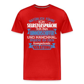 BINNENSCHIFFER - KOMPETENTE BERATUNG - Männer Premium Bio T-Shirt - Rot - Vorne - Damien (186cm)