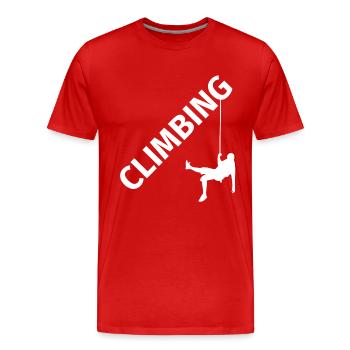 Klettern Kletterer Bergsteigen - Männer Premium Bio T-Shirt - Rot - Vorne - Damien (186cm)