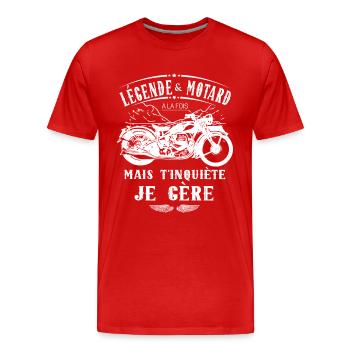 Legende und Biker Ich verwalte Humor Motorradgeschenk - Männer Premium Bio T-Shirt - Rot - Vorne - Damien (186cm)