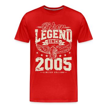 Légende du motard depuis 2005 - T-shirt bio Premium Homme - rouge - Devant - Damien (186cm)
