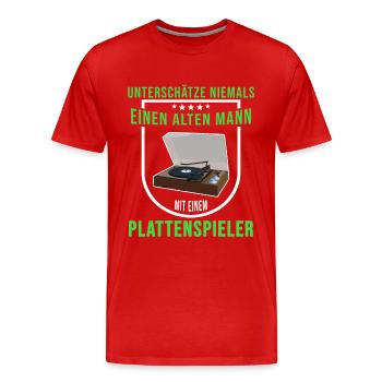 Schallplatten Liebhaber Plattenspieler Vatertag - Männer Premium Bio T-Shirt - Rot - Vorne - Damien (186cm)