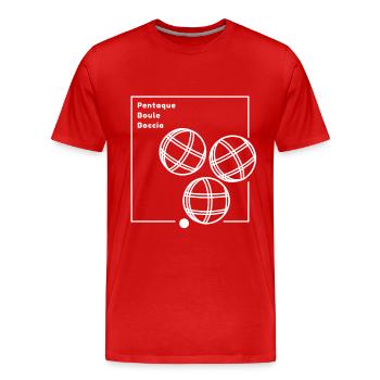 Pentaque Design Streetwear Boule Balls Association - T-shirt bio Premium Homme - rouge - Devant - Damien (186cm)