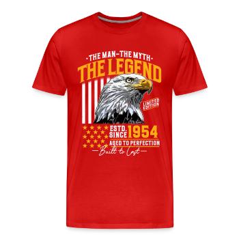 Vintage 1954 Man Myth Legend Birthday - Men's Premium Organic T-Shirt - red - Front - Damien (186cm)