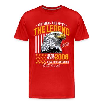 Vintage 2008 Man Myth Legend Birthday - Men's Premium Organic T-Shirt - red - Front - Damien (186cm)