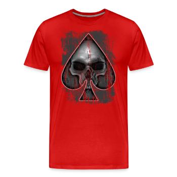 Heavy Metal Punk Poker Skull - Men's Premium Organic T-Shirt - red - Front - Damien (186cm)