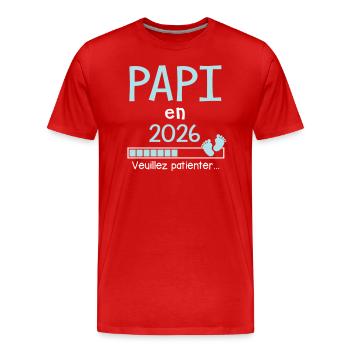 Papi en 2026 Cadeau Futur Papy humour - T-shirt bio Premium Homme - rouge - Devant - Damien (186cm)