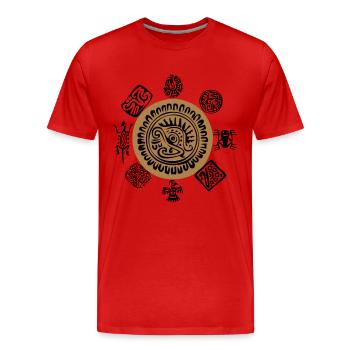 Aztec symbols - Men's Premium Organic T-Shirt - red - Front - Damien (186cm)