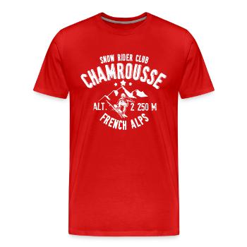 Chamrousse snow rider club - T-shirt bio Premium Homme - rouge - Devant - Damien (186cm)