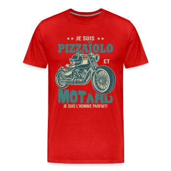 motard parfait pizzaïolo parfait - T-shirt bio Premium Homme - rouge - Devant - Damien (186cm)