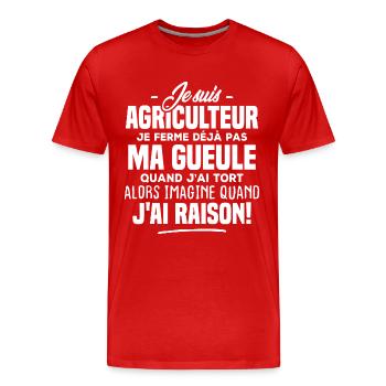 Je suis Agriculteur je ne ferme pas ma gueule - T-shirt bio Premium Homme - rouge - Devant - Damien (186cm)