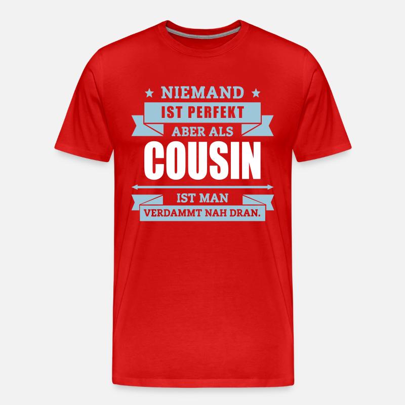 Funshirt Cousin - Männer Premium Bio T-Shirt - Rot