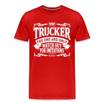 Trucker die eine und einzige - Männer Premium Bio T-Shirt - Rot - Vorne - Damien (186cm)