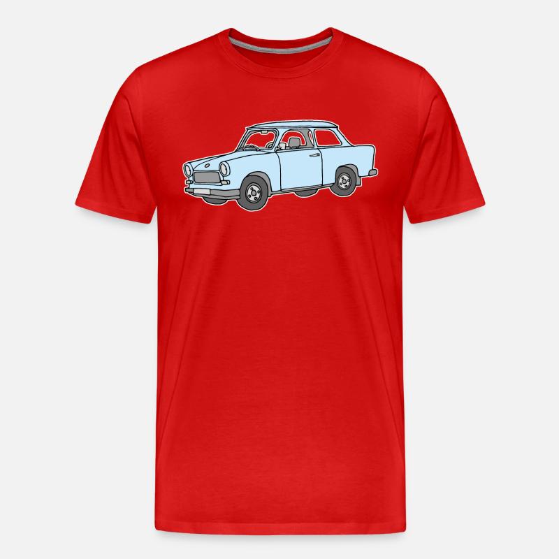 Hellblauer Trabi,  - Männer Premium Bio T-Shirt - Rot