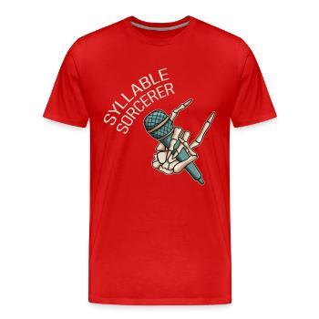 Silbenzauberer Poetry Slam - Männer Premium Bio T-Shirt - Rot - Vorne - Damien (186cm)