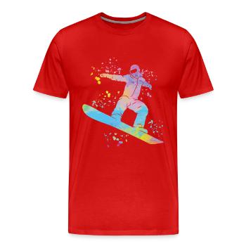 Snowboarder Snowboarding Snowboard - Men's Premium Organic T-Shirt - red - Front - Damien (186cm)