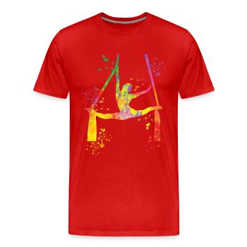 Tissu vertical acrobaties aériennes soie aérienne - T-shirt bio Premium Homme - rouge - Devant - Damien (186cm)