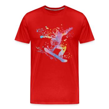 Snowboarder Snowboarding Snowboard - Men's Premium Organic T-Shirt - red - Front - Damien (186cm)