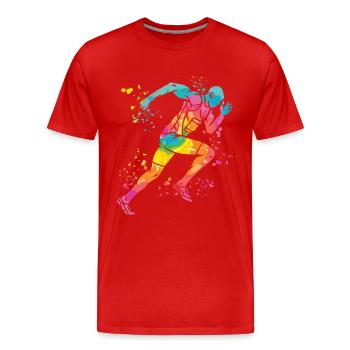 Sprinter Colorsplash Sprintender Sprint - Männer Premium Bio T-Shirt - Rot - Vorne - Damien (186cm)