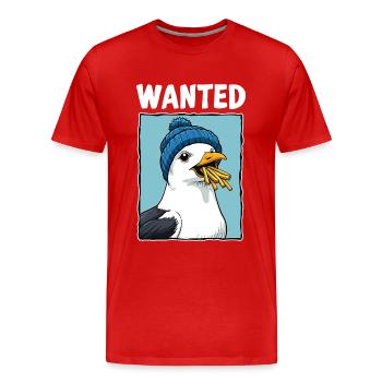 Wanted Frites Seagull - T-shirt bio Premium Homme - rouge - Devant - Damien (186cm)