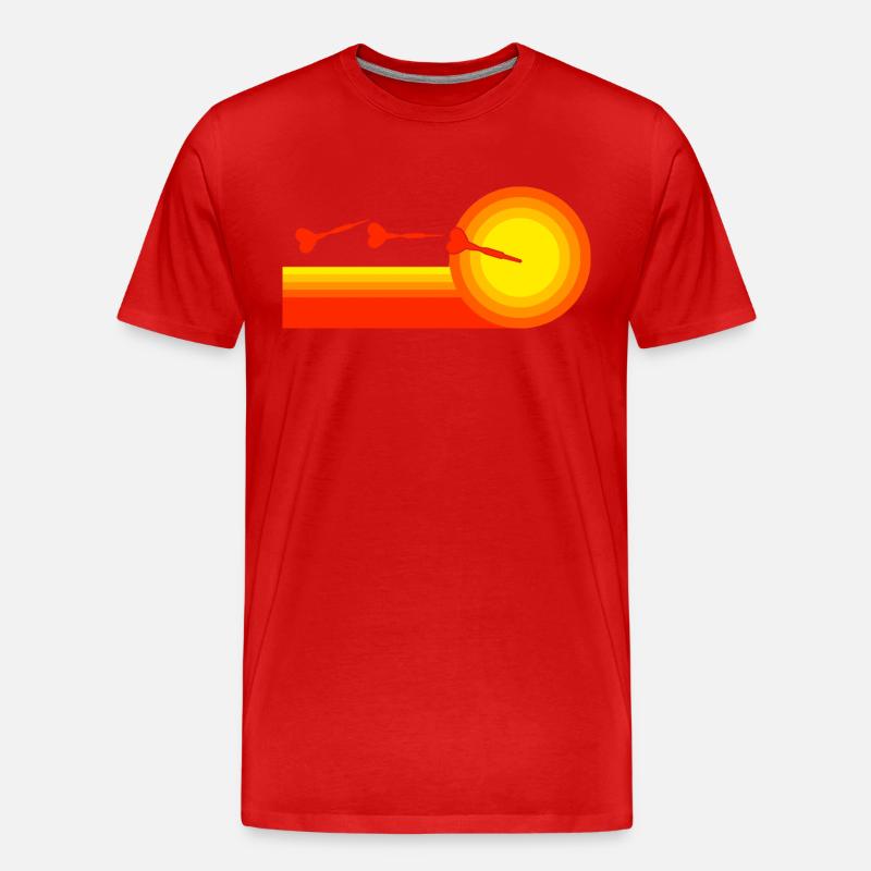Darts Retro Sunset Dartpfeile - Männer Premium Bio T-Shirt - Rot