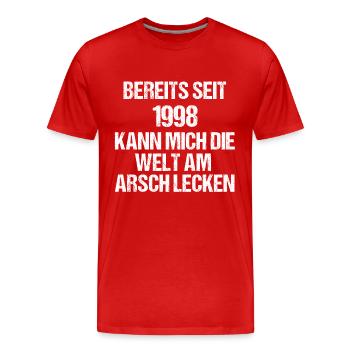 Seit 1998 am Arsch lecken - Männer Premium Bio T-Shirt - Rot - Vorne - Damien (186cm)
