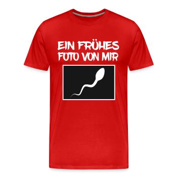 Baby Party Gag Crazy Geek: Ein frühes Foto von mir - Männer Premium Bio T-Shirt - Rot - Vorne - Damien (186cm)
