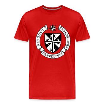 Laudare Benedicere Praedicare Latein Geschenk - Männer Premium Bio T-Shirt - Rot - Vorne - Damien (186cm)