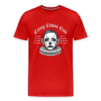 Crying Clowns Club - White text - Men's Premium Organic T-Shirt - red - Front - Damien (186cm)