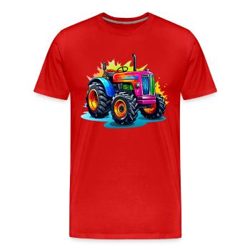 Tracteur aux couleurs vives - T-shirt bio Premium Homme - rouge - Devant - Damien (186cm)