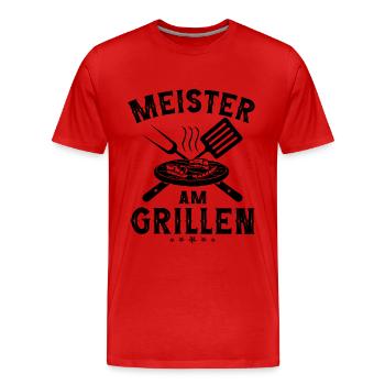 Meister Am Grillen BBQ - Männer Premium Bio T-Shirt - Rot - Vorne - Damien (186cm)