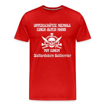 Staffordshire Bullterrier - Männer Premium Bio T-Shirt - Rot - Vorne - Damien (186cm)