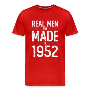 Anniversaire De vrais hommes sont nés en 1952 - T-shirt bio Premium Homme - rouge - Devant - Damien (186cm)