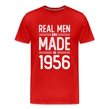 Anniversaire De vrais hommes sont nés en 1956 - T-shirt bio Premium Homme - rouge - Devant - Damien (186cm)
