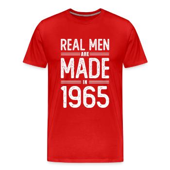 Anniversaire De vrais hommes sont nés en 1965 - T-shirt bio Premium Homme - rouge - Devant - Damien (186cm)