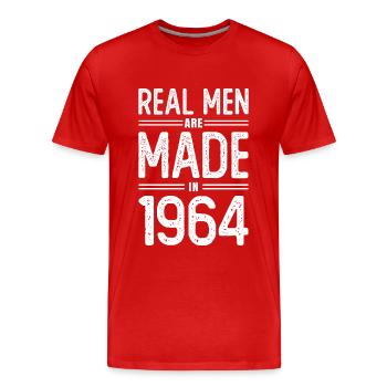 Anniversaire De vrais hommes sont nés en 1964 - T-shirt bio Premium Homme - rouge - Devant - Damien (186cm)