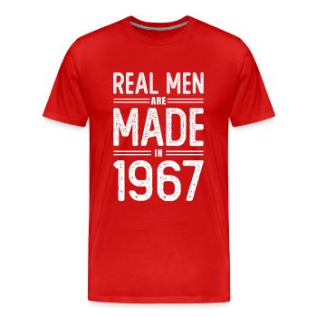 Anniversaire De vrais hommes sont nés en 1967 - T-shirt bio Premium Homme - rouge - Devant - Damien (186cm)