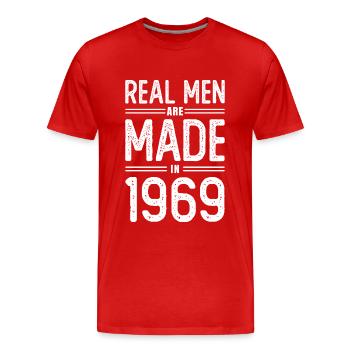Anniversaire De vrais hommes sont nés en 1969 - T-shirt bio Premium Homme - rouge - Devant - Damien (186cm)