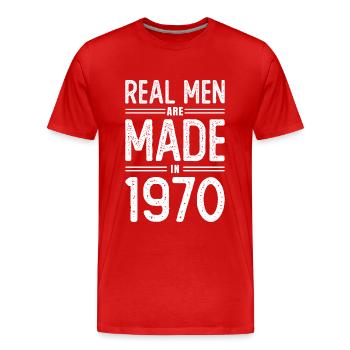 Anniversaire De vrais hommes sont nés en 1970 - T-shirt bio Premium Homme - rouge - Devant - Damien (186cm)