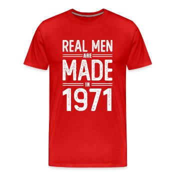 Anniversaire De vrais hommes sont nés en 1971 - T-shirt bio Premium Homme - rouge - Devant - Damien (186cm)