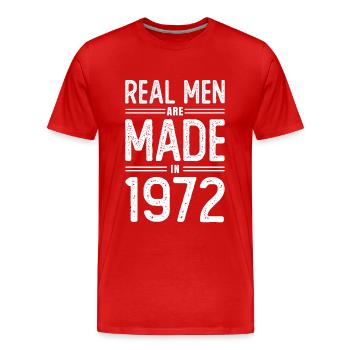 Anniversaire De vrais hommes sont nés en 1972 - T-shirt bio Premium Homme - rouge - Devant - Damien (186cm)