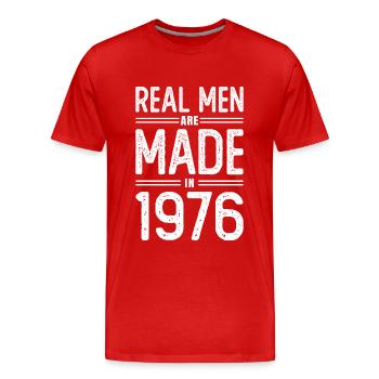 Anniversaire De vrais hommes sont nés en 1976 - T-shirt bio Premium Homme - rouge - Devant - Damien (186cm)
