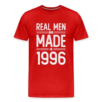 Anniversaire De vrais hommes sont nés en 1996 - T-shirt bio Premium Homme - rouge - Devant - Damien (186cm)