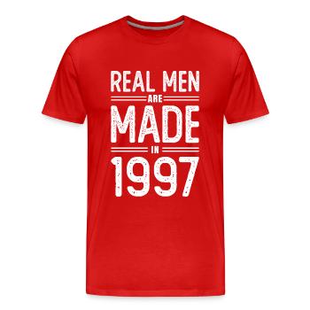 Anniversaire De vrais hommes sont nés en 1997 - T-shirt bio Premium Homme - rouge - Devant - Damien (186cm)