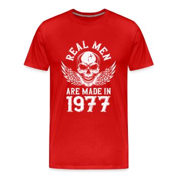 Anniversaire 1977 De vrais hommes sont nés en 1977 - T-shirt bio Premium Homme - rouge - Devant - Damien (186cm)