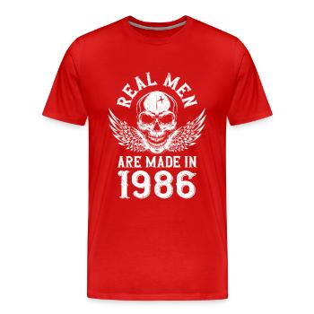Anniversaire 1986 De vrais hommes sont nés en 1986 - T-shirt bio Premium Homme - rouge - Devant - Damien (186cm)