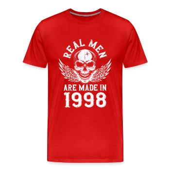 Anniversaire 1998 De vrais hommes naissent en 1998 - T-shirt bio Premium Homme - rouge - Devant - Damien (186cm)